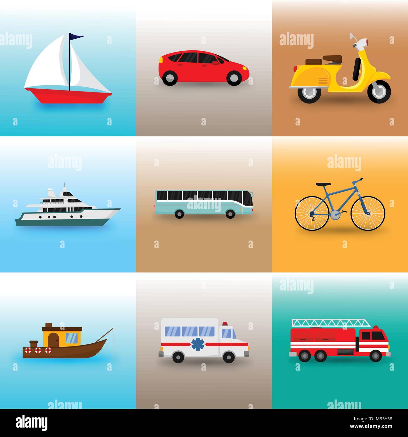 Ensemble de Transport Public Vector Illustration Graphic Design Illustration de Vecteur