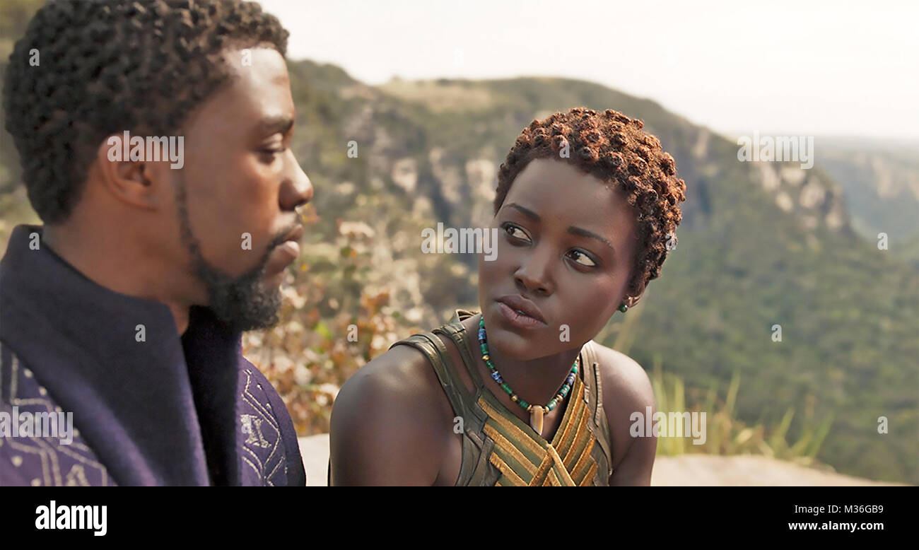 BLACK PANTHER 2018 Marvel Studios film avec Lupita Nyong'o et Chadwick Boseman Banque D'Images