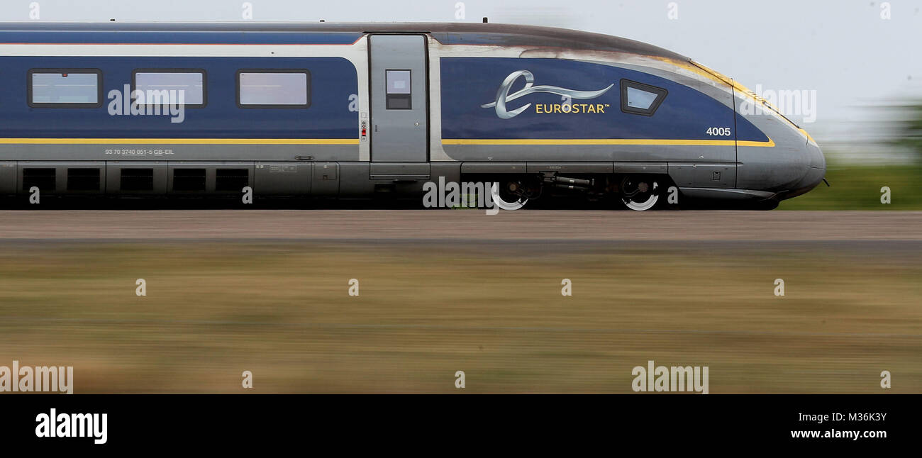 Photo du dossier datée du 10/08/17 d'un train Eurostar e320, comme une nouvelle route de Londres à Amsterdam sera lancée le 4 avril, marquant une « étape historique » dans l'expansion des voyages internationaux en train à grande vitesse. Banque D'Images
