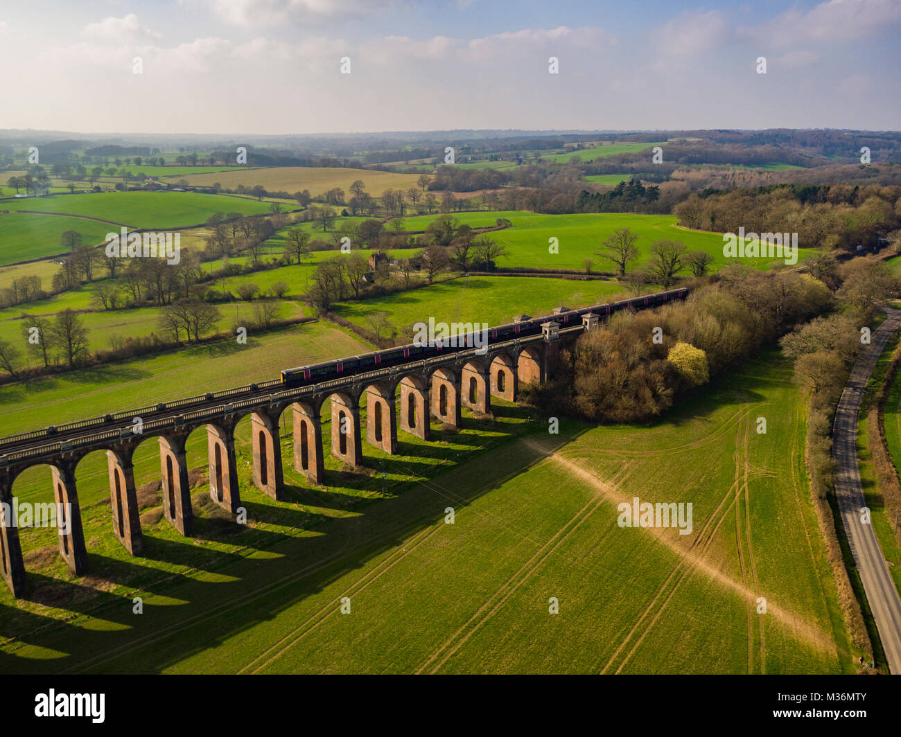 Ouse Valley Viaduc, Sussex, UK Vue aérienne Banque D'Images