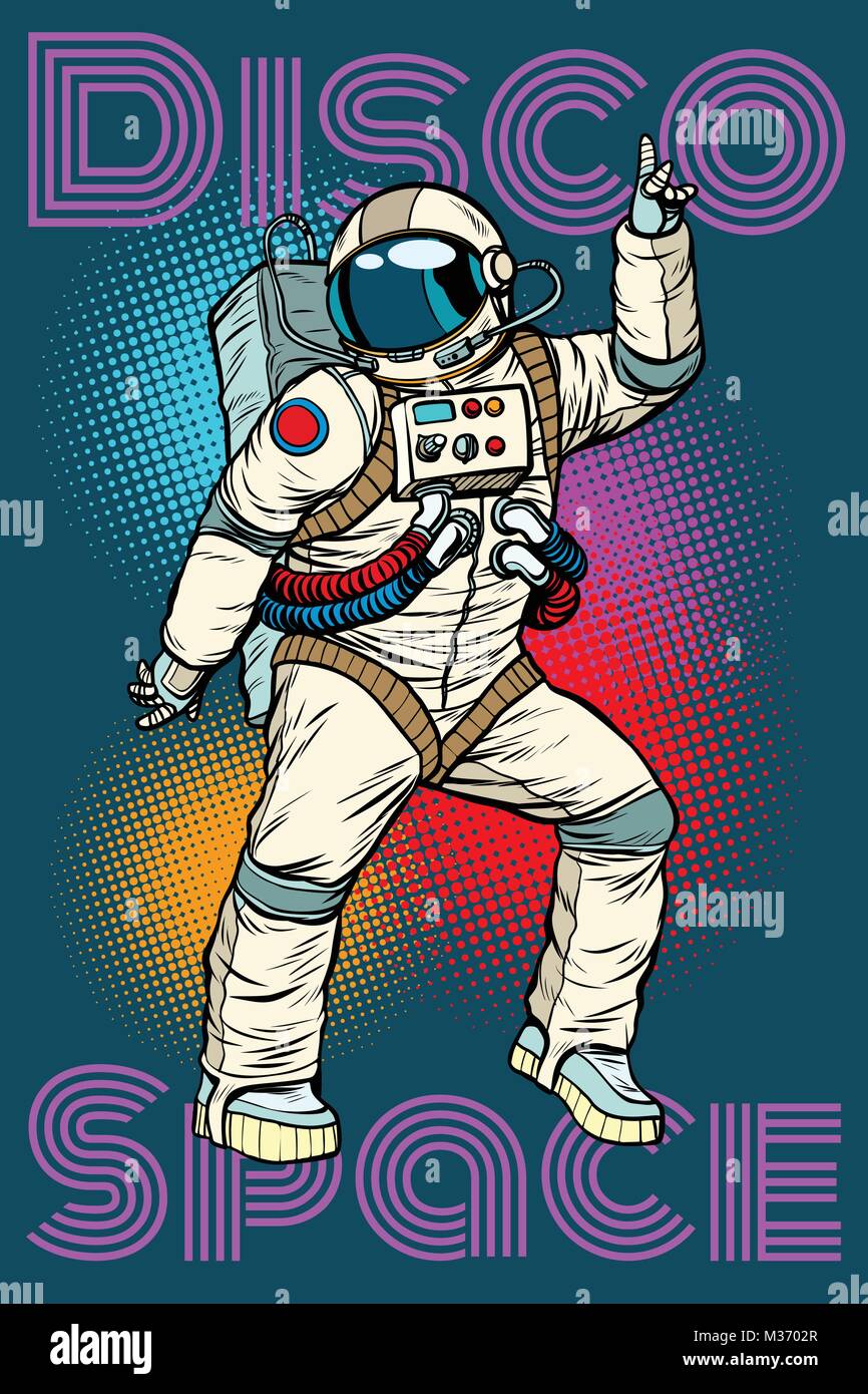 Danse Disco Astronaute Drole Retro Pop Art Comic Book Vector Cartoon Illustration Dessine A La Main Image Vectorielle Stock Alamy