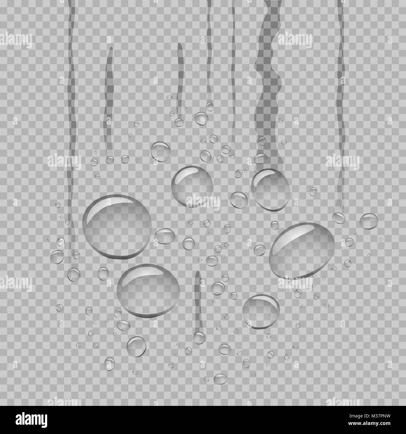 Des gouttes d'eau couler le long gris transparent Illustration de Vecteur