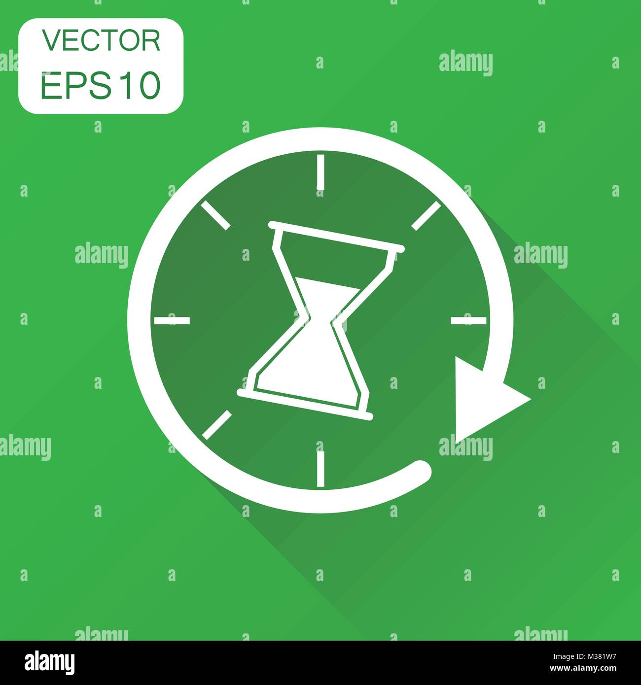 L'icône de sablier du temps. Concept d'hourglass horloge pictogramme. Vector illustration sur fond vert à l'ombre. Illustration de Vecteur