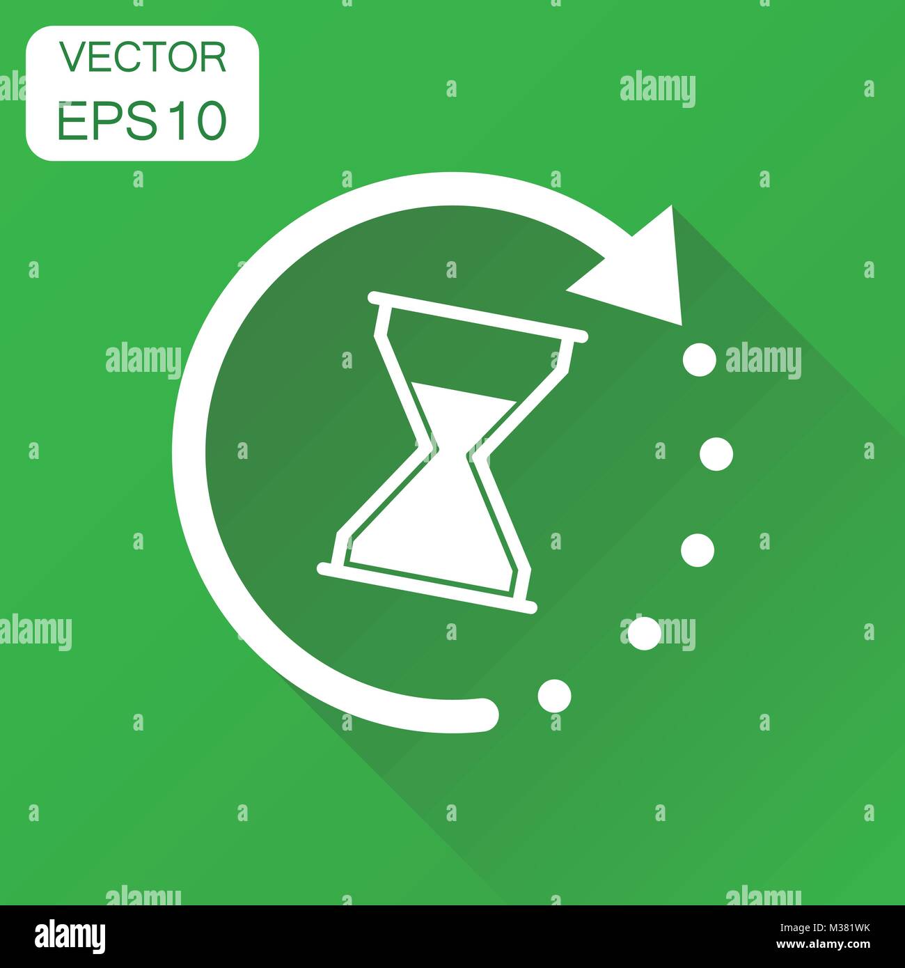 L'icône de sablier du temps. Concept d'hourglass horloge pictogramme. Vector illustration sur fond vert à l'ombre. Illustration de Vecteur