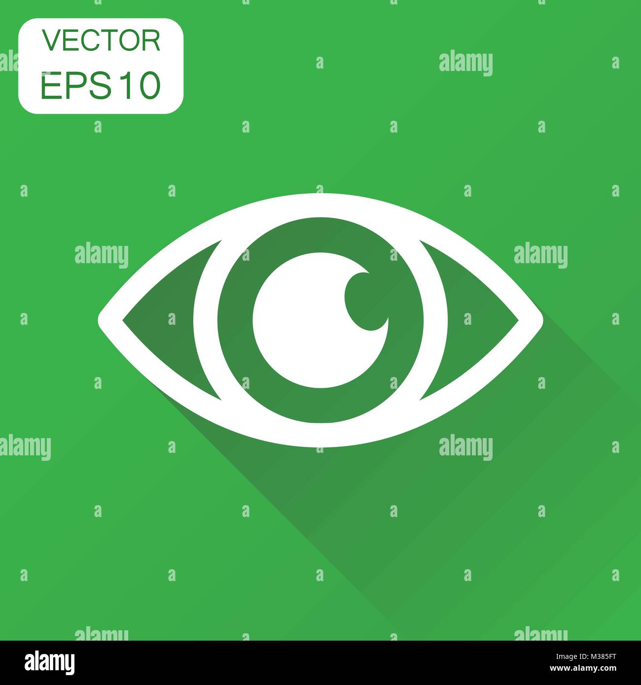 Icône de l'oeil. La vue du concept d'entreprise pictogramme. Vector illustration sur fond vert à l'ombre. Illustration de Vecteur