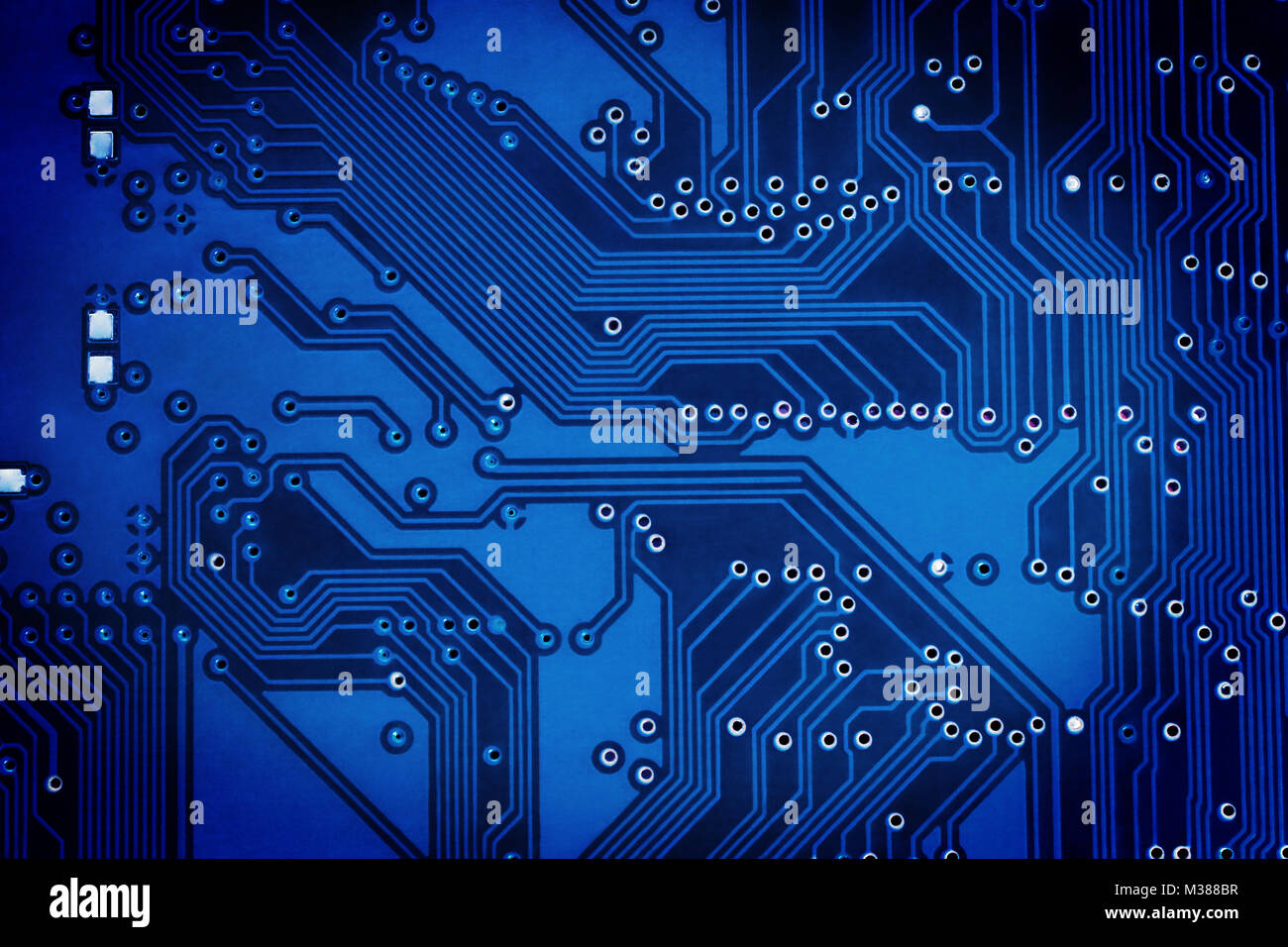 Circuit bleu abstrait arrière-plan numérique, close-up Banque D'Images
