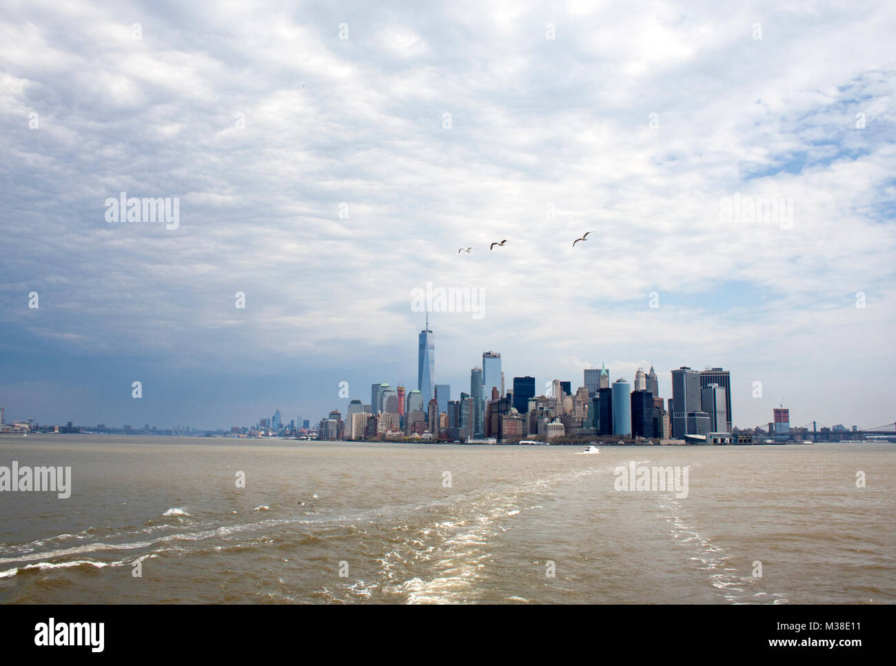 Manhattan, vu de l'île Staten Island Ferry Banque D'Images