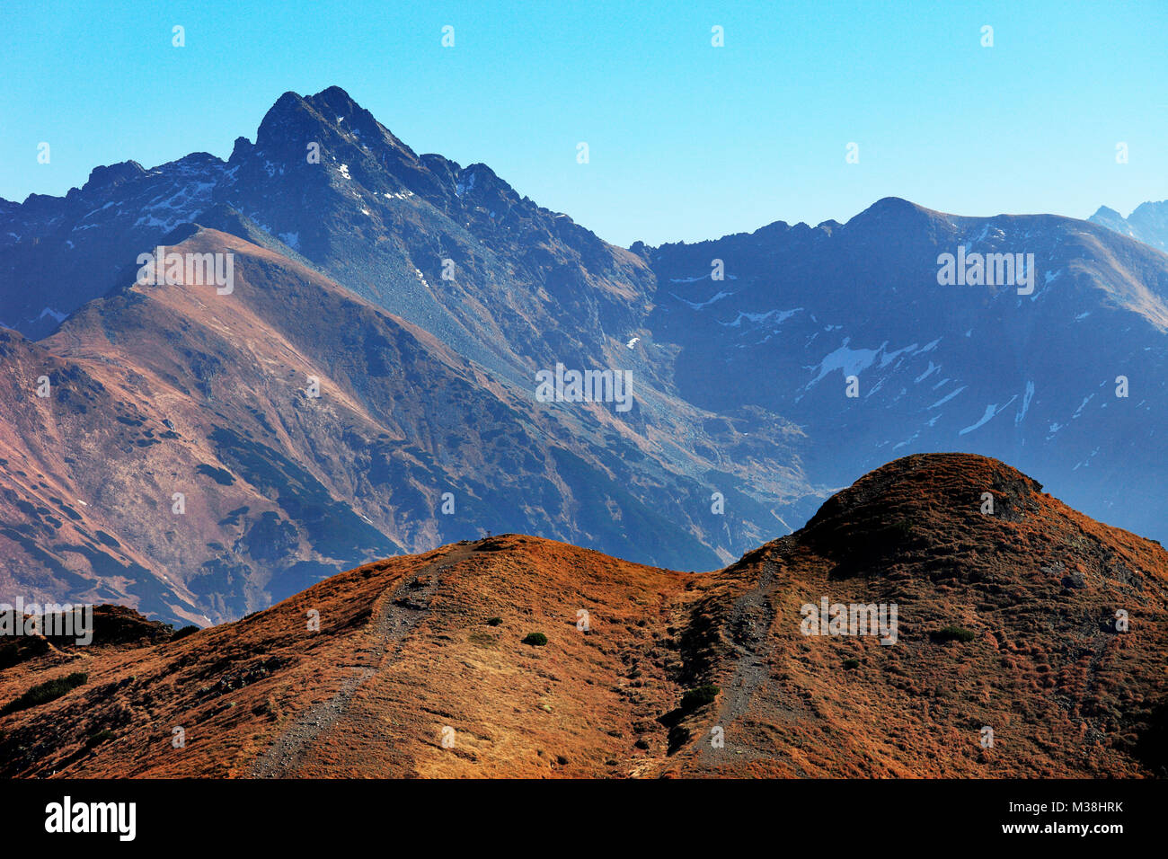 La Pologne, Tatras, Zakopane - passer sous Kopa Kondracka Swinica, et Walentkowy avec pics Wierch Zdiar en arrière-plan Banque D'Images