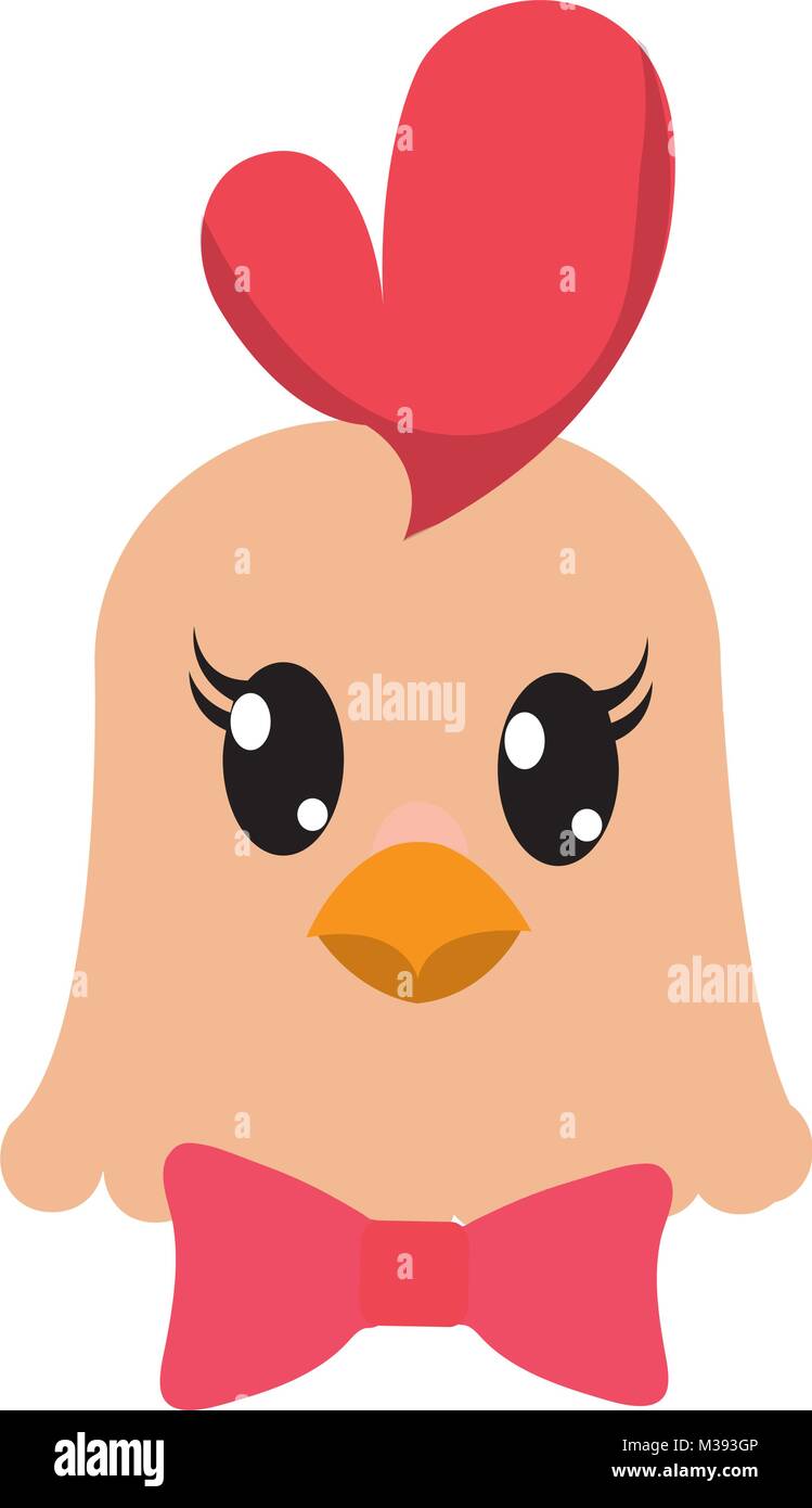 Tête de poule colorés avec des animaux mignons ribbon bow Illustration de Vecteur