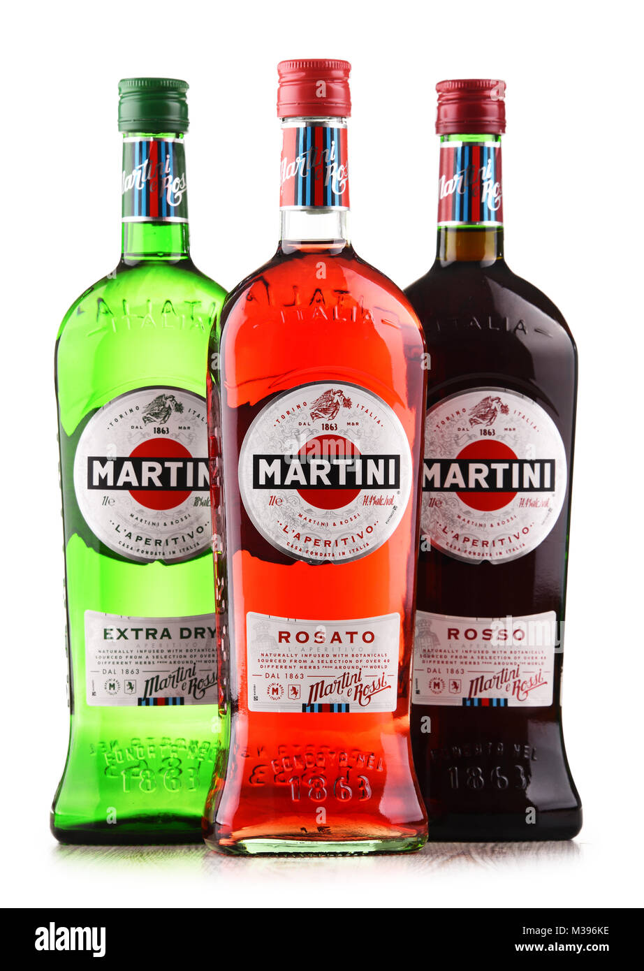 POZNAN, POLOGNE - DEC 7, 2017 : produits de Martini, célèbre vermouth italien est le quatrième plus puissant boissons marque produite à Turin par Ma Banque D'Images