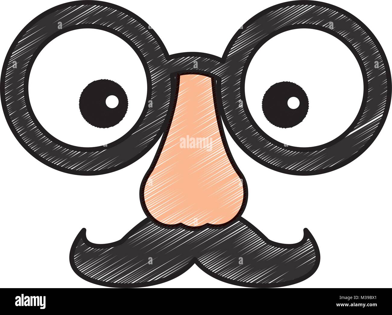 Funny fake moustache lunettes masque et nez Illustration de Vecteur