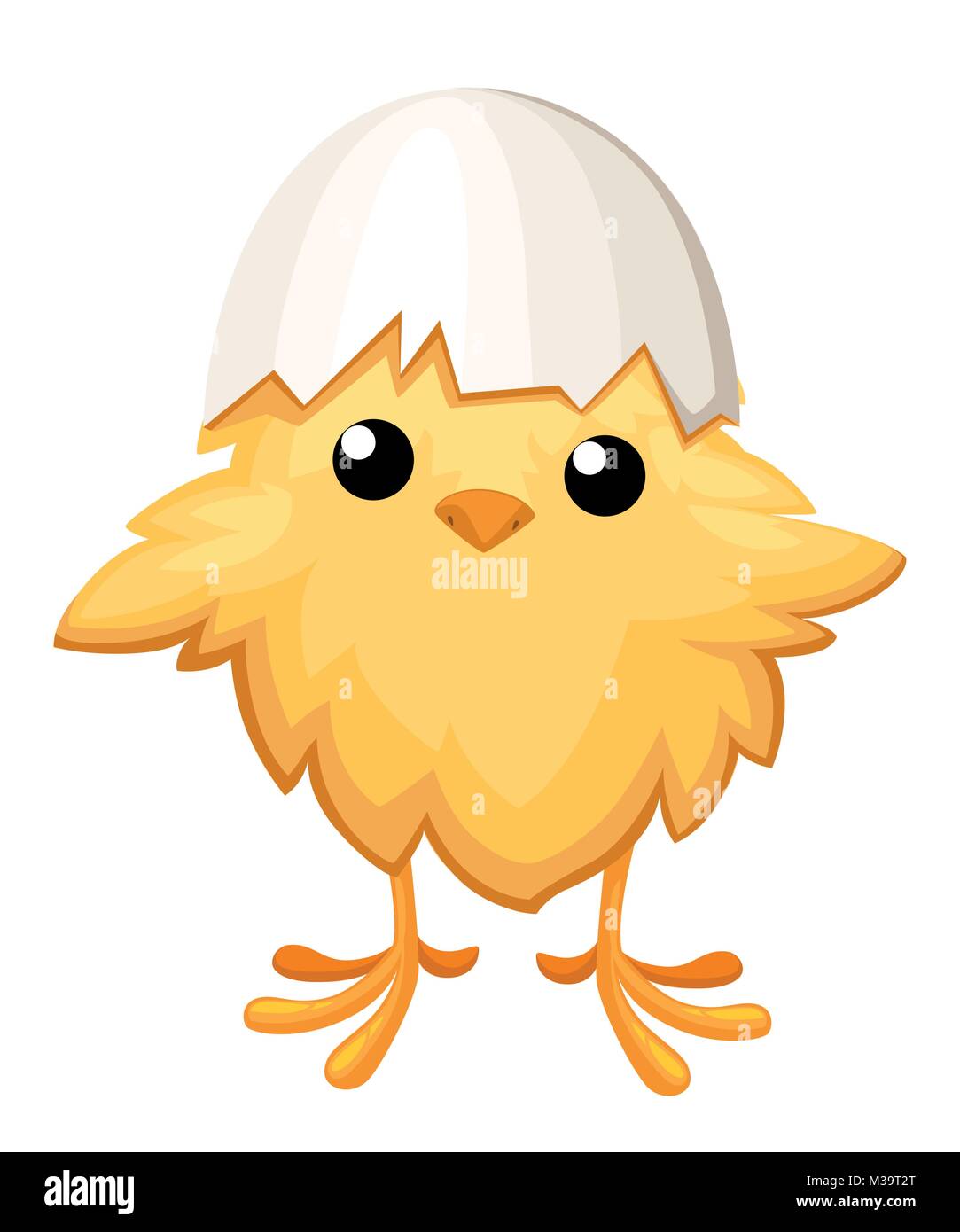 Drôle de poulet dans l'oeuf pour décoration de pâques cartoon vector clipart télévision oiseau jaune dans une coquille vector illustration sur fond blanc. Illustration de Vecteur