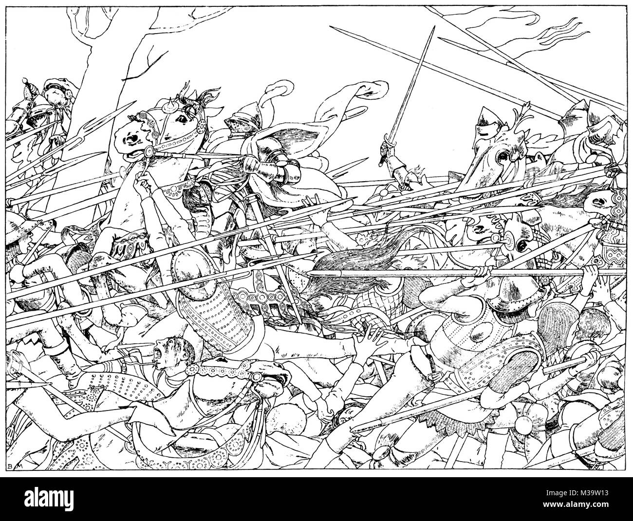 Batiaille de Patay, Jeanne d'Arc illustration par peintre et illustrateur Louis-Maurice Boutet de Monvel à partir de 1895 Le Studio an Illustrated Maga Banque D'Images