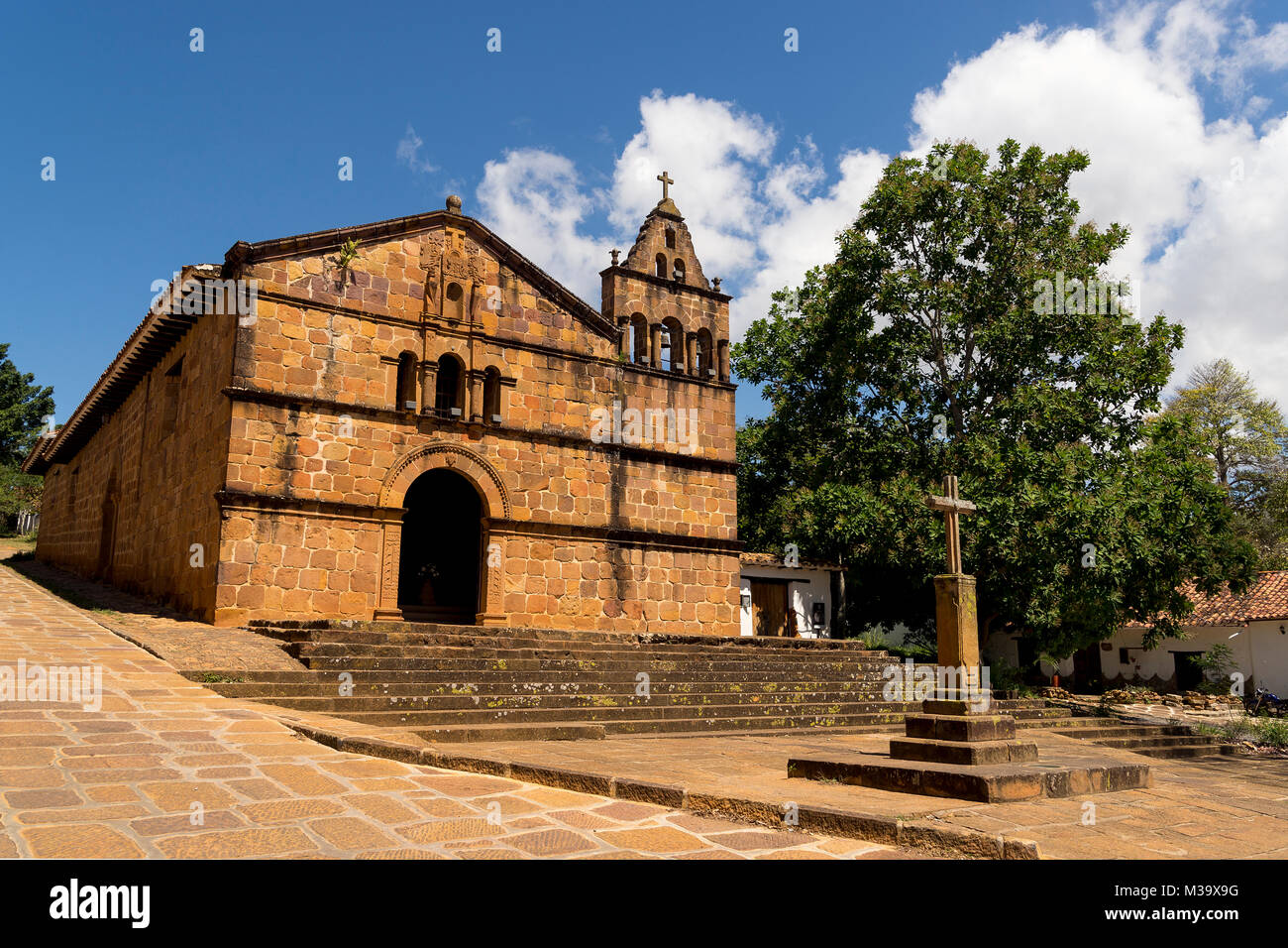 Chapelle de Santa Barbara en façade Barichara - Colombie Banque D'Images