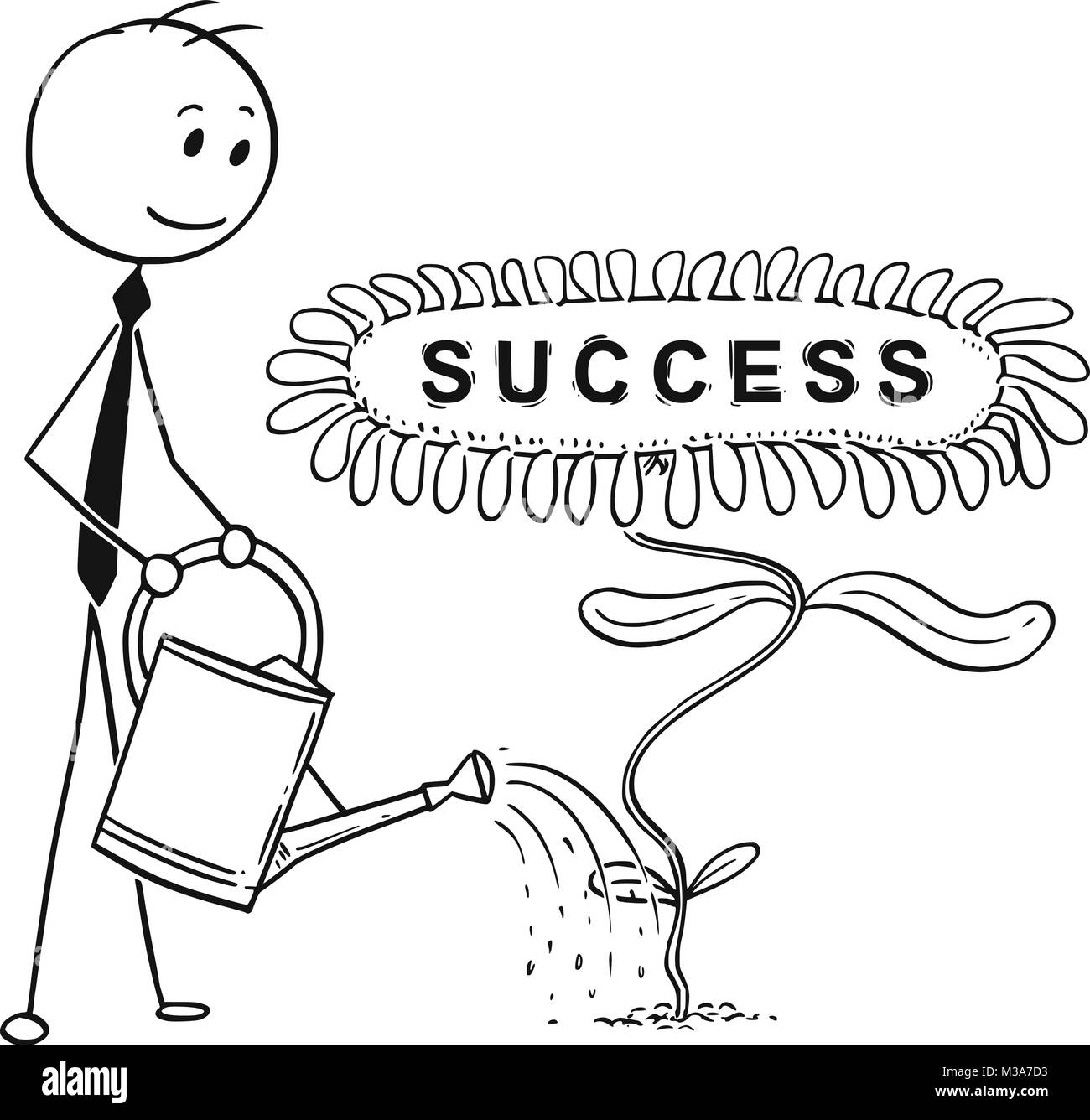 Caricature de Businessman latin avec des plantes en fleurs fleur comme signe de réussite Illustration de Vecteur