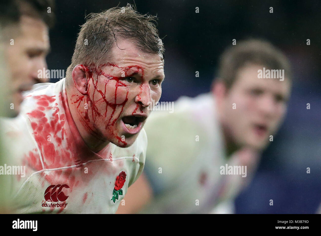 Twickenham, London. 10 Février, 2018. Twickenham, London. 10 février 2018. Dylan Hartley Face sanglante avec l'Angleterre V Pays de Galles Angleterre V Pays de Galles, Nat West 6 Nations Twickenham, Londres, Angleterre 10 février 2018 Nat West 6 Nations Stam de Twickenham, London, England Crédit : Allstar Photo Library/Alamy Live News Banque D'Images