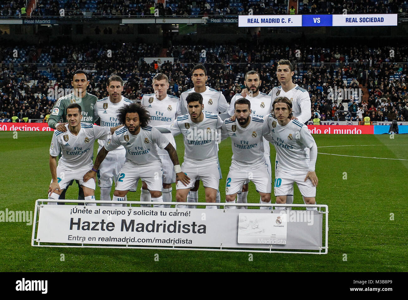 Groupe de l'équipe de Liune . La Liga match entre le Real Madrid vs Real Sociedad au Santiago Bernabeu à Madrid, Espagne, le 10 février 2018. Más Información Gtres Crédit : Comuniación sur ligne, S.L./Alamy Live News Banque D'Images