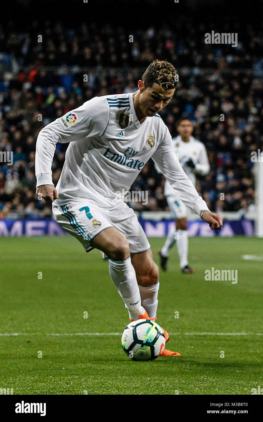 Cristiano Ronaldo (Real Madrid) entraîne l'avant sur la balle La Liga match entre le Real Madrid vs Real Sociedad au Santiago Bernabeu à Madrid, Espagne, le 10 février 2018. Más Información Gtres Crédit : Comuniación sur ligne, S.L./Alamy Live News Banque D'Images