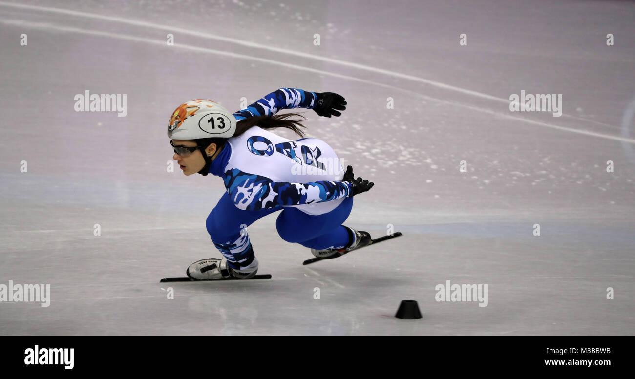 Gangneung, Corée du Sud. 10 fév, 2018. PROSVIRNOVA SOFIA de la Russie dans la Womens 3000m relais au cours de patinage de vitesse sur courte piste à l'action des Jeux Olympiques d'hiver de Pyeongchang 2018, tenue à Gangneung Ice Arena. Crédit : Scott Mc Kiernan/ZUMA/Alamy Fil Live News Banque D'Images