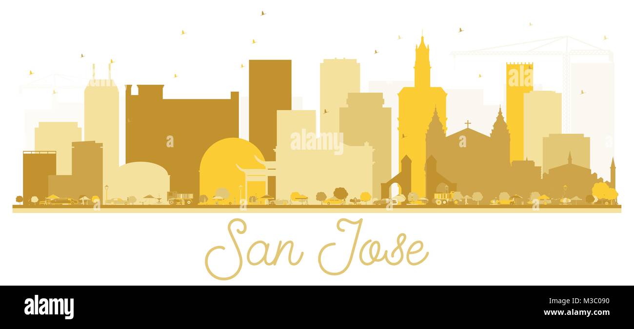 San Jose California USA City Skyline Silhouette d'or. Vector Illustration. Illustration de Vecteur