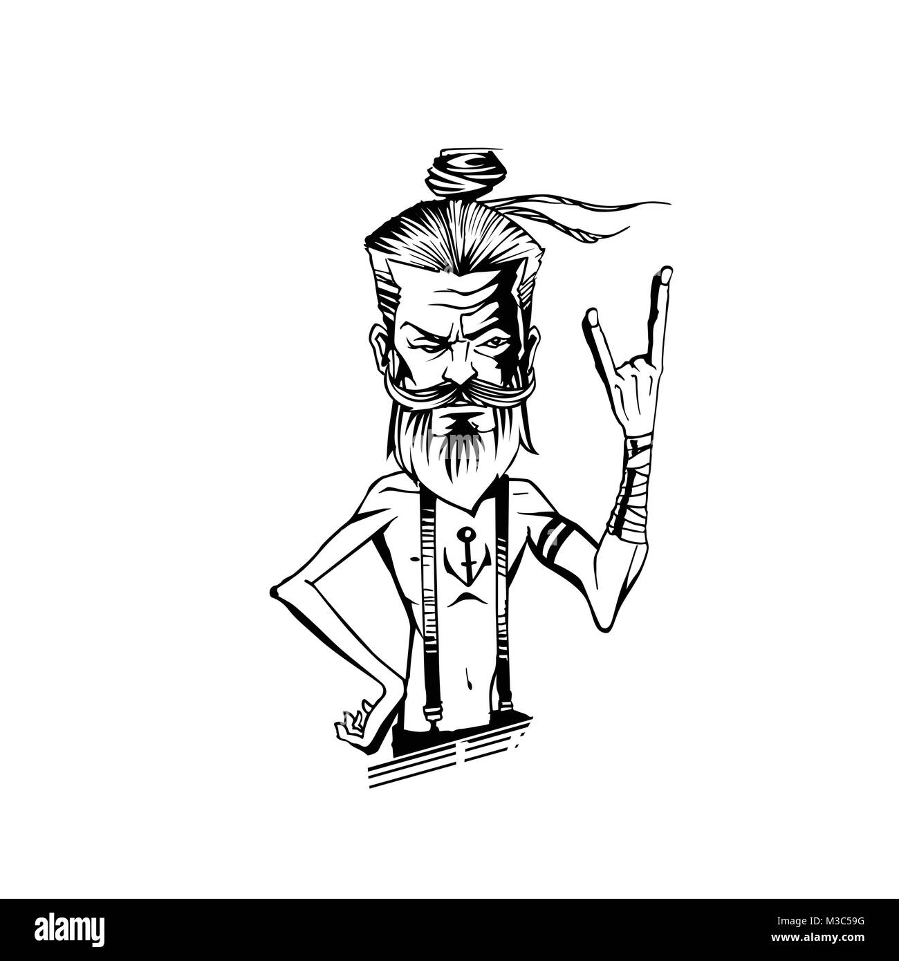 Happy smiling business man montrant deux doigts ou geste de victoire, isolé sur fond blanc Illustration de Vecteur