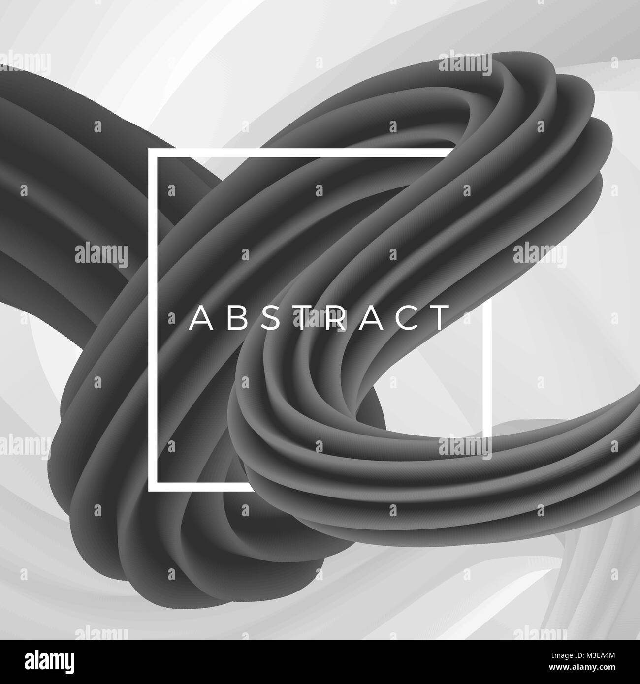 3d abstrait de l'objet géométrique ondulée isolé sur fond blanc avec cadre. Vector illustration Illustration de Vecteur