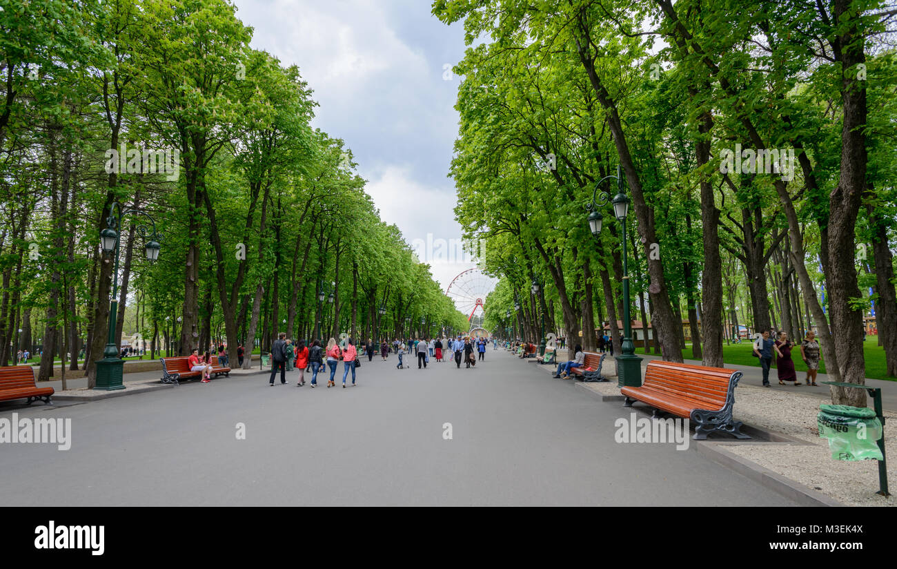 Kharkiv, Ukraine - Mai 01, 2014 : les gens qui marchent dans un parc public dans le centre de Kharkiv Banque D'Images