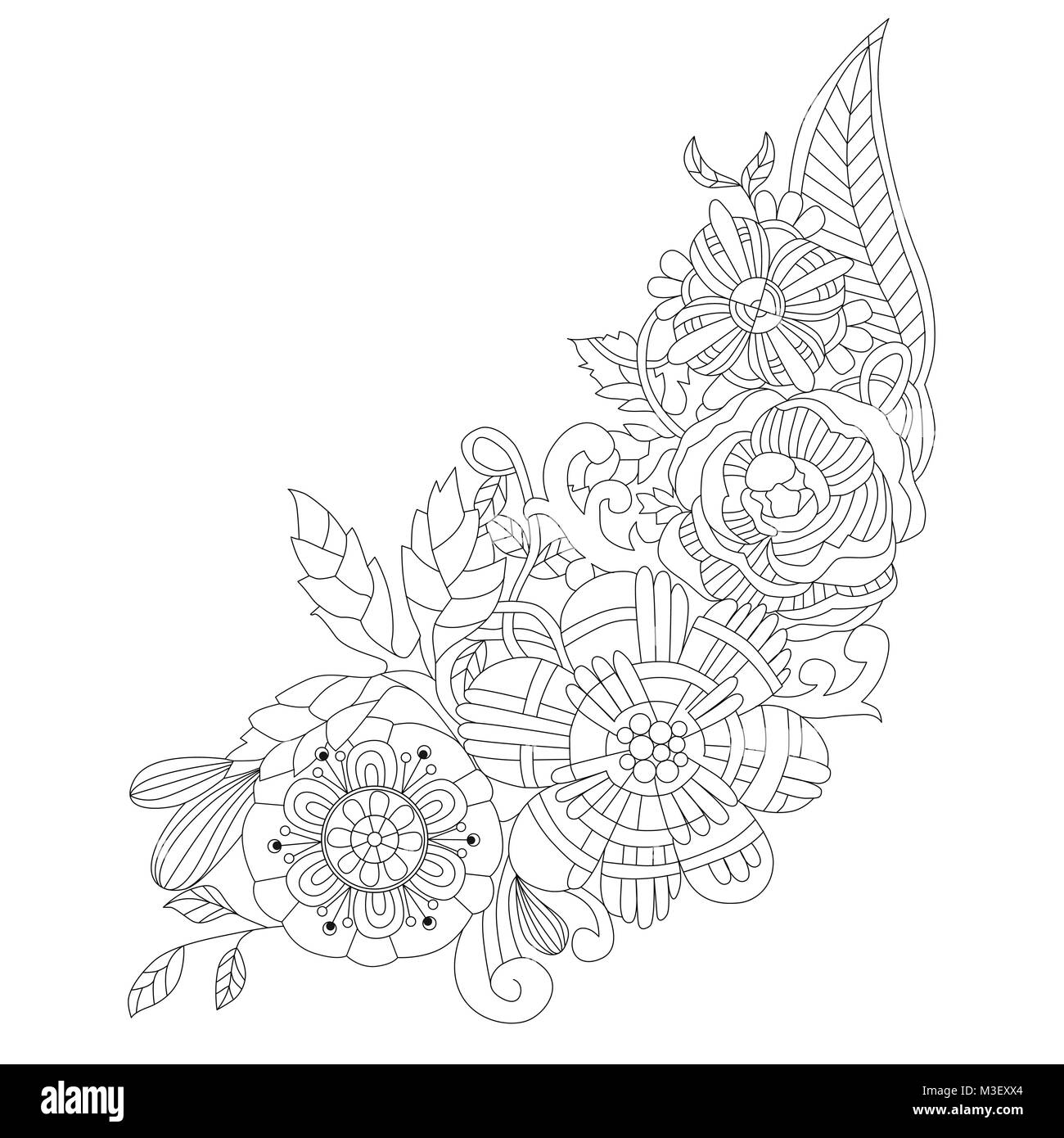 Des fleurs pour un livre à colorier pour les adultes vector Illustration de Vecteur