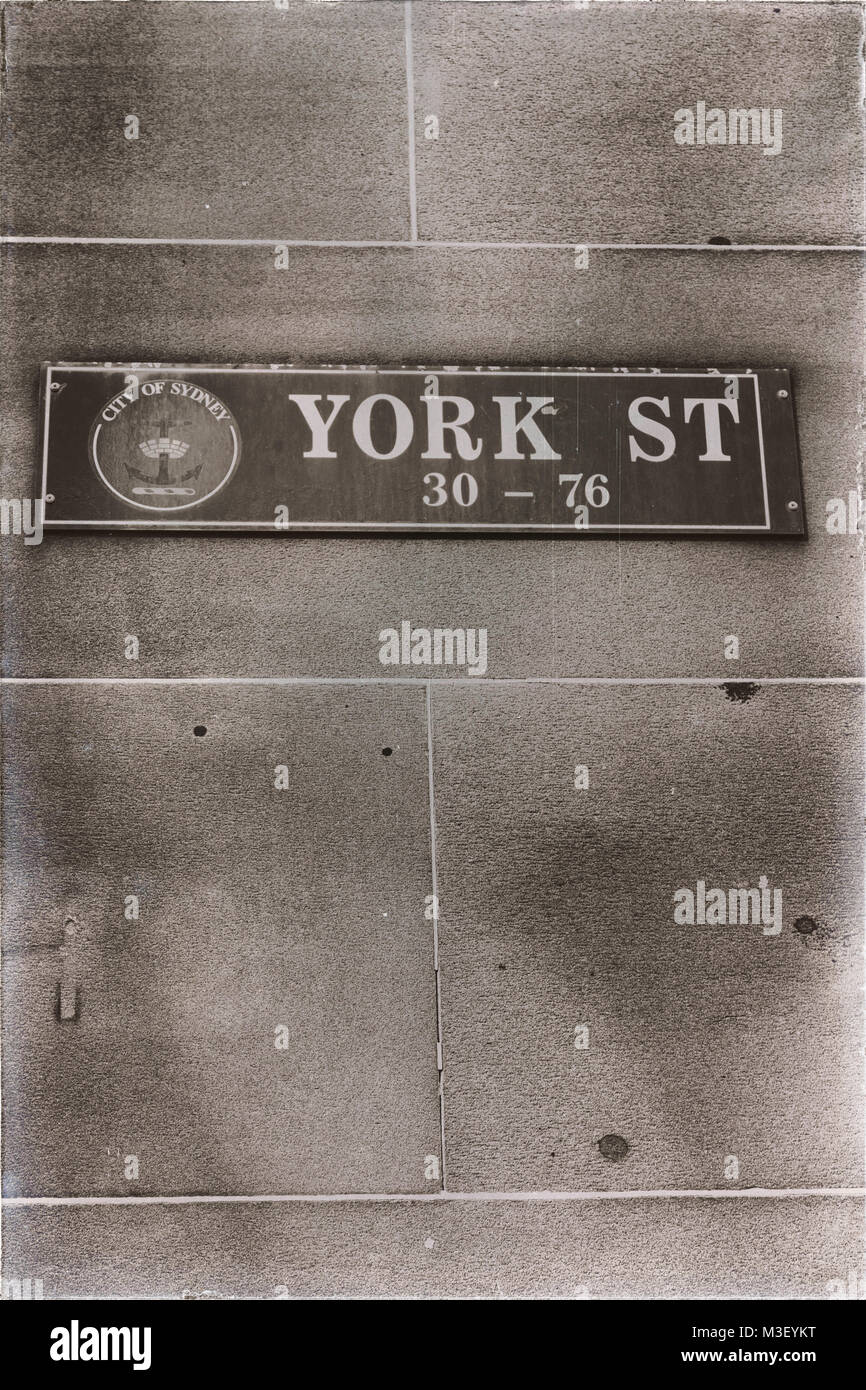 Sidney en Australie le signe de la rue York dans le mur Banque D'Images