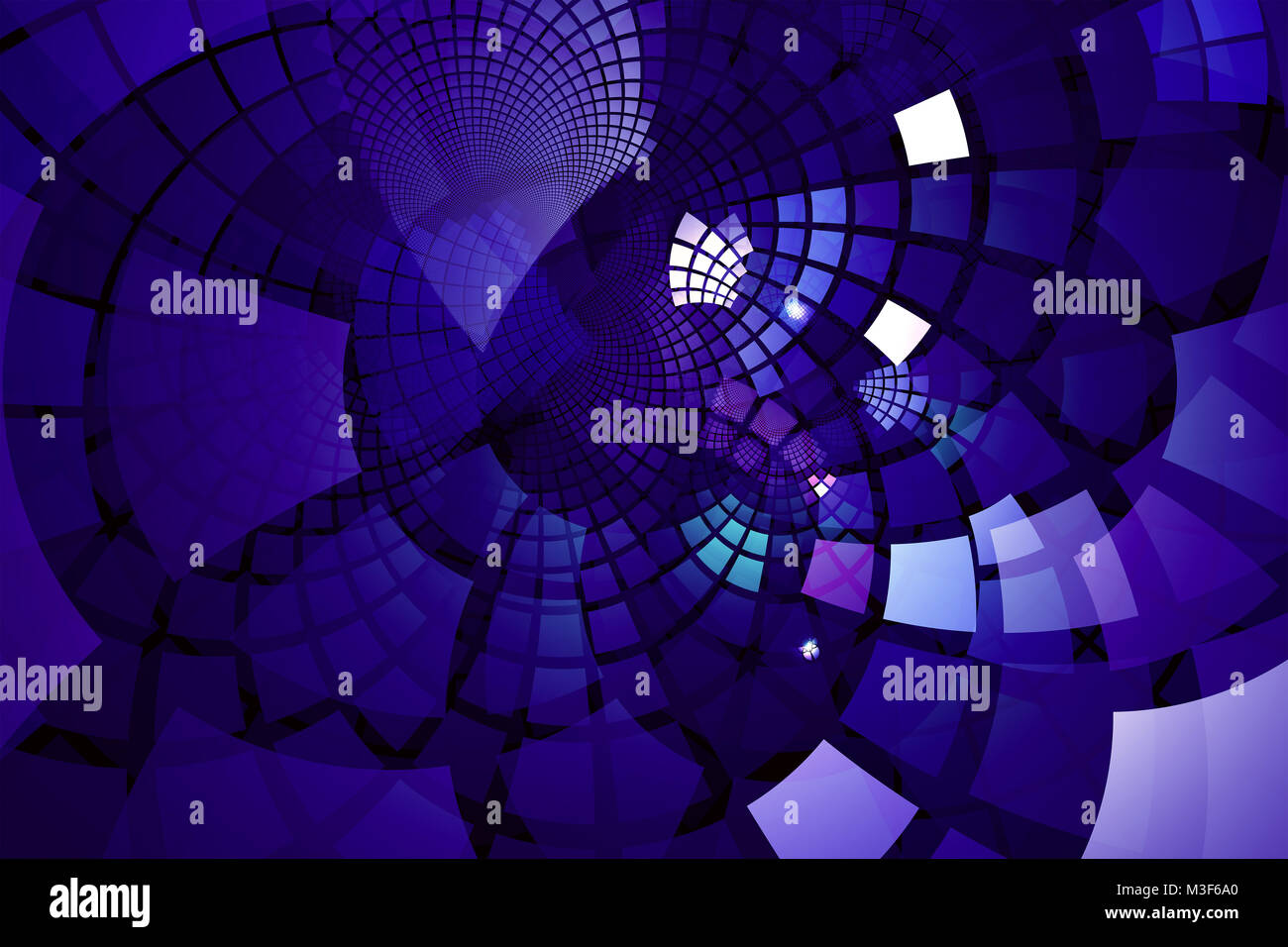 Avec le violet fractale des tuiles sur les courbes, un abstract background image Banque D'Images