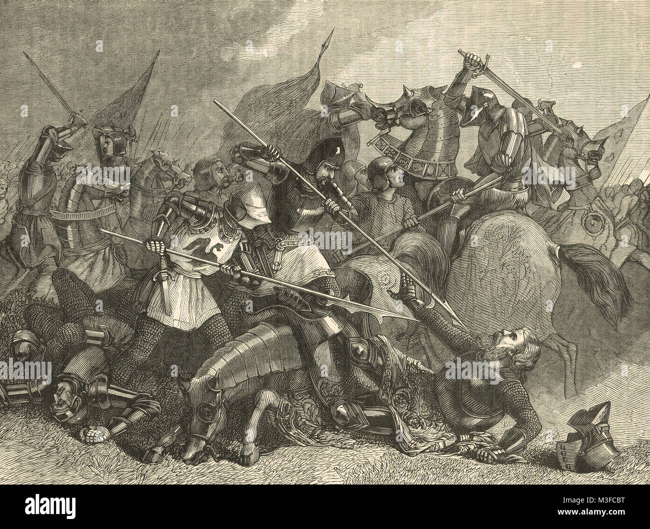 La mort du Comte de Shrewsbury à la bataille de Castillon, le 17 juillet 1453 Banque D'Images