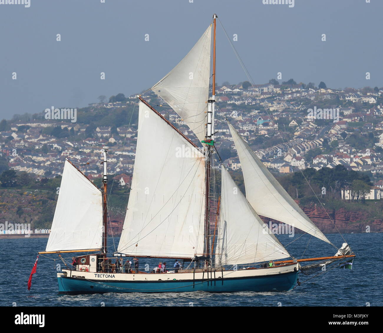 Gaff-Rigged Ketch Tectona voile à Torbay Banque D'Images