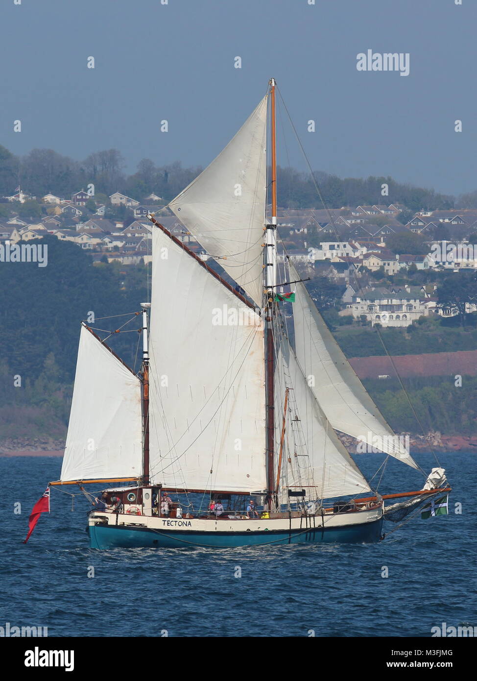 Gaff-Rigged Ketch Tectona voile à Torbay Banque D'Images