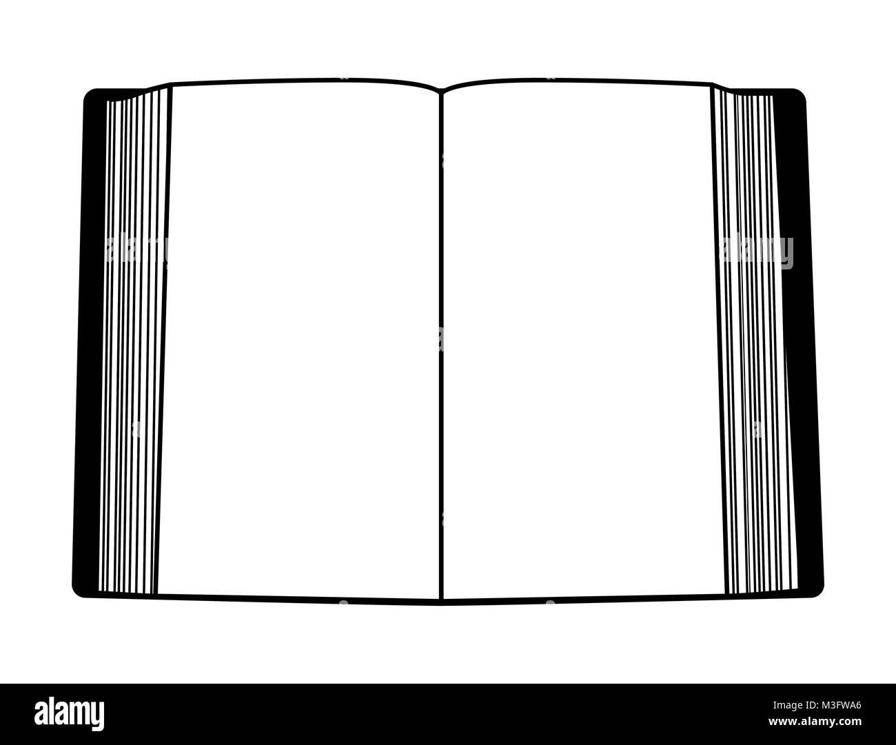 Contour livre ouvert isolé sur fond blanc Illustration de Vecteur