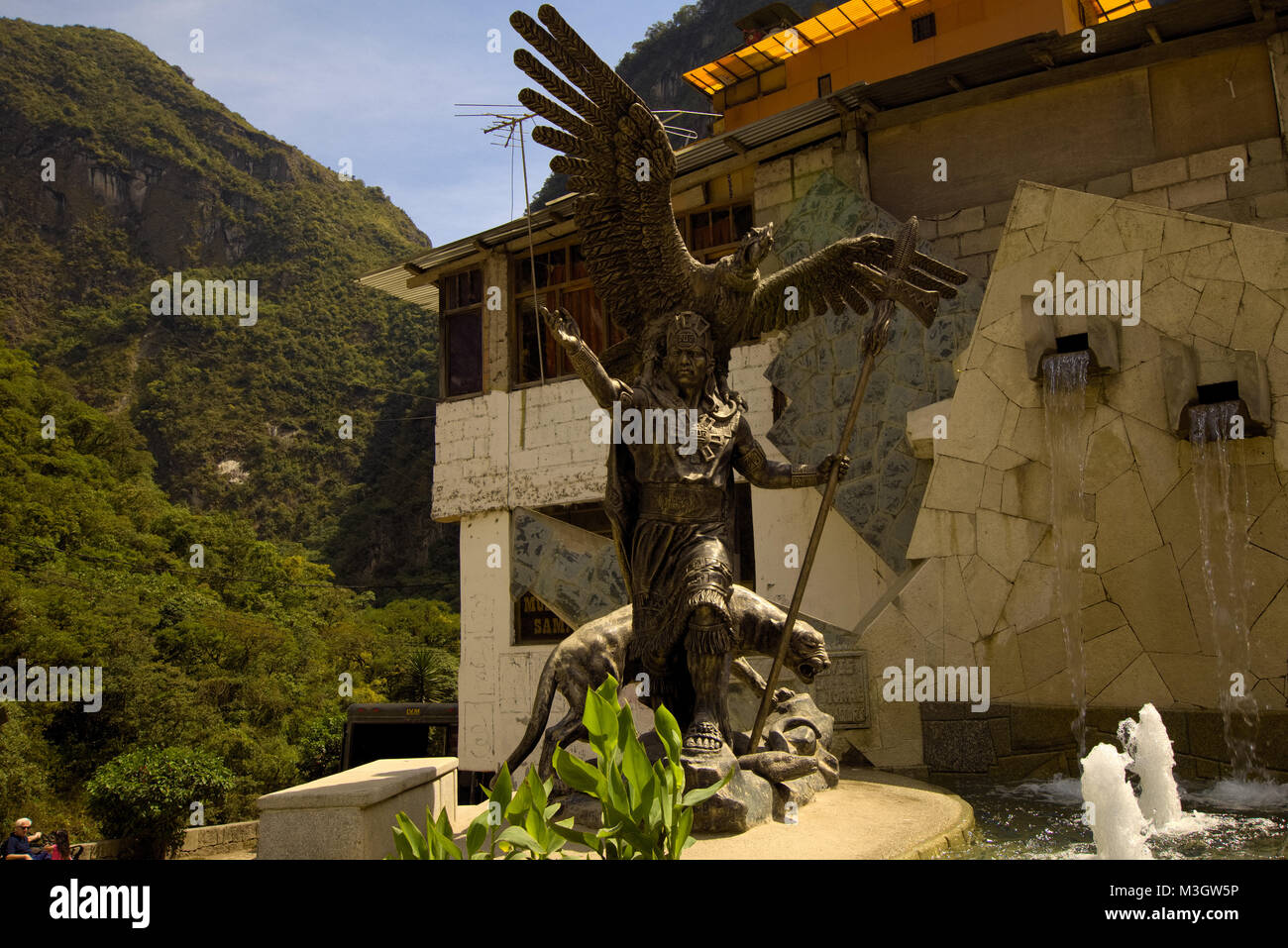 Statue dieux Incas' Aguas Caliente Pérou Banque D'Images