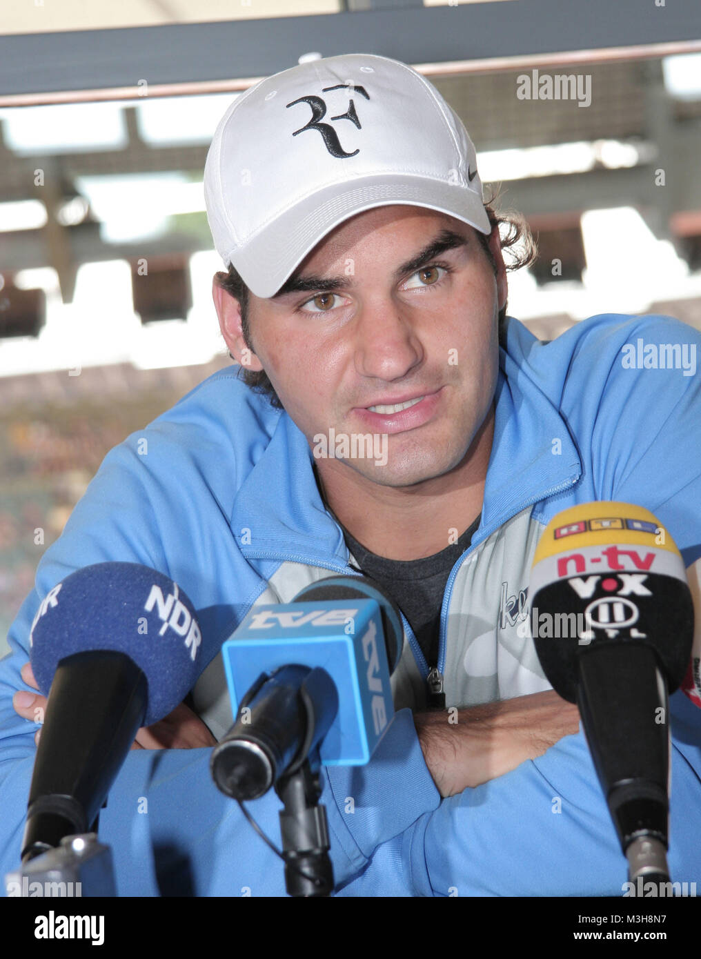 Roger Federer beim Round Table Gespräch ATP Masters Series de Hambourg - Rothenbaum vom 11. - 18. 05,2008 Banque D'Images