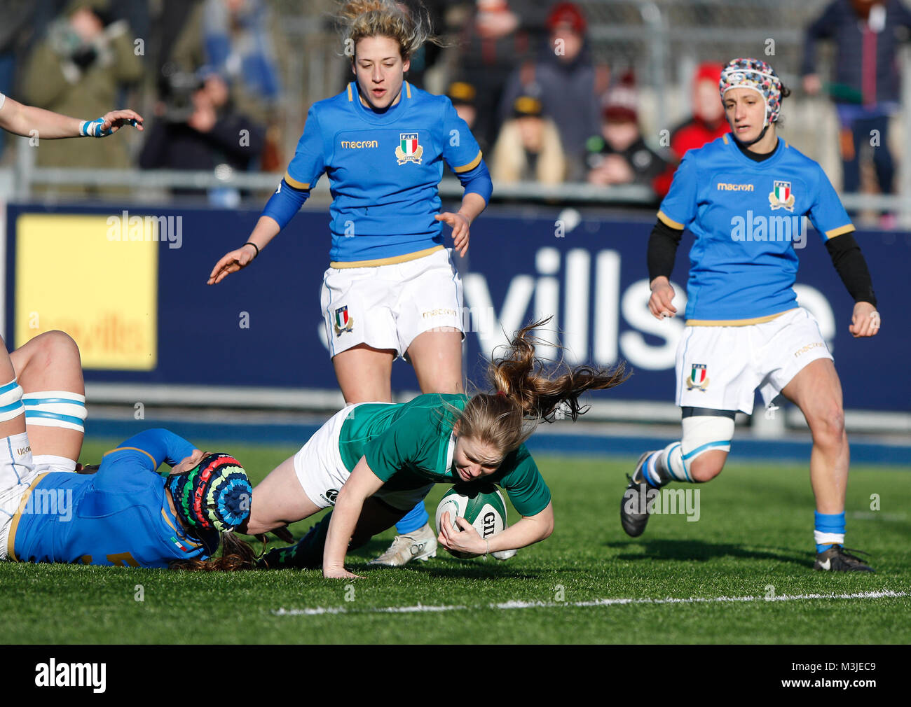 Dublin, Irlande. Dimanche 11 Février, 2018. Pour les femmes d'action Six Nations 2018 Irlande / Italie Score final : l'Irlande 21 Italie 8 Crédit : Graham de Alamy Live News Banque D'Images