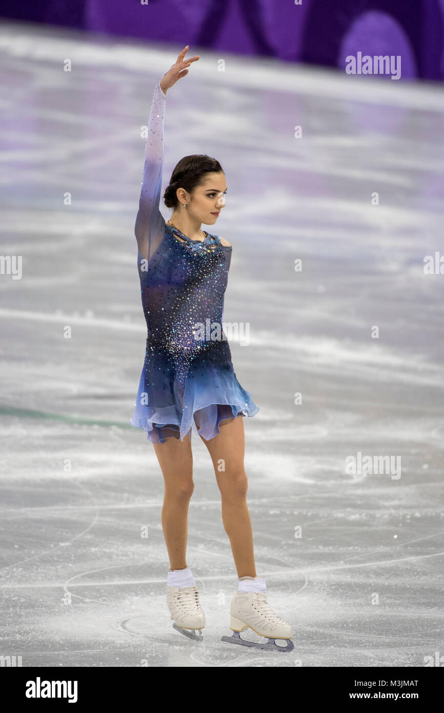Evgenia MEDVEDEVA (OAR), patinage artistique, patinage de compétition par équipe Dames Programme court, unique des Jeux Olympiques d'hiver de PyeongChang 2018, Gangneung Ice Arena, de Corée du Sud le 11 février 2018. Credit : Enrico Calderoni/AFLO/Alamy Live News Banque D'Images