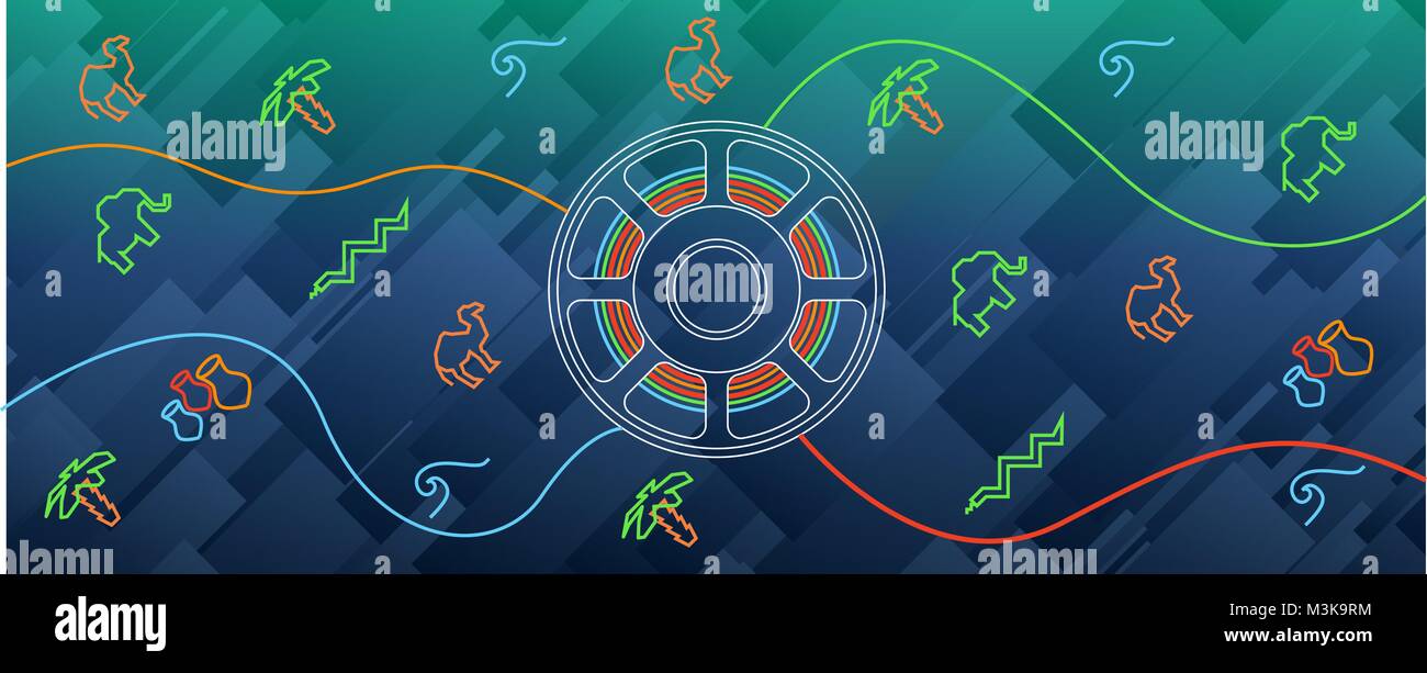 À partir de l'arrière-plan de couleur multi-filament pour l'impression 3D sur une imprimante 3D. Illustration de Vecteur