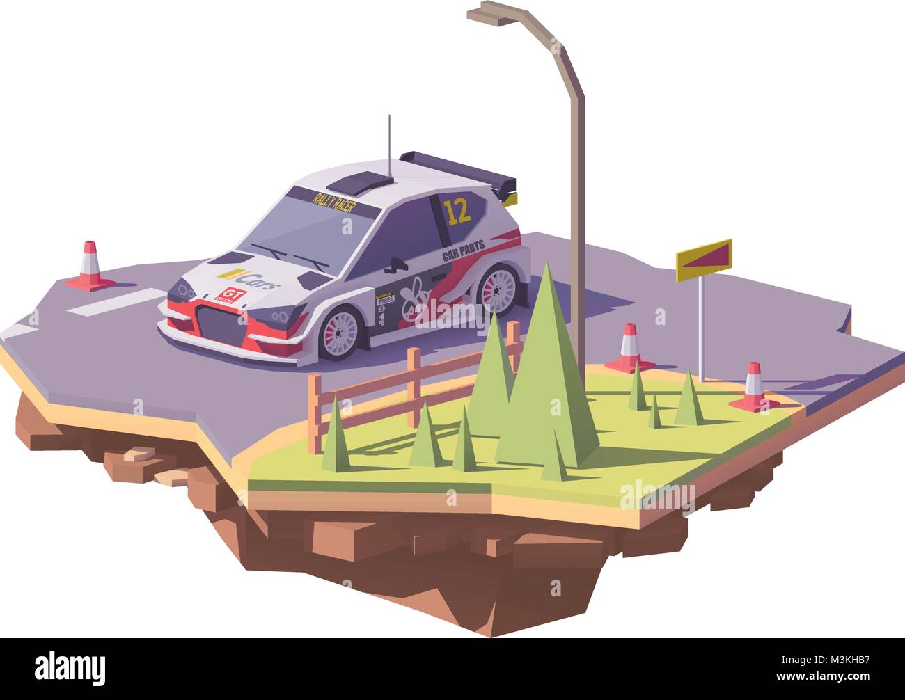 Vector poly voiture de course rallye basse Illustration de Vecteur
