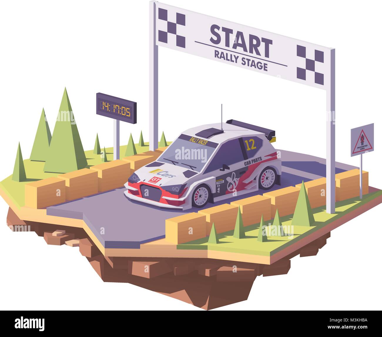 Vector poly voiture de course rallye basse Illustration de Vecteur