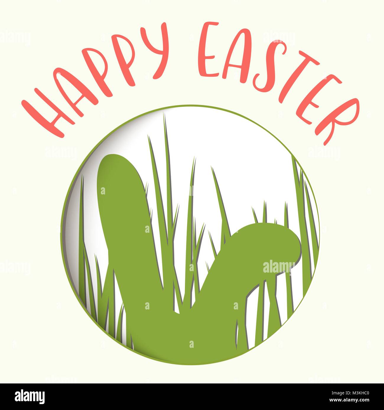 Joyeuses Pâques. Badge de Pâques avec le lapin oreilles ronde silhouette en cadre photo. Plat de Fête Photo moldind. vector illustration. Illustration de Vecteur