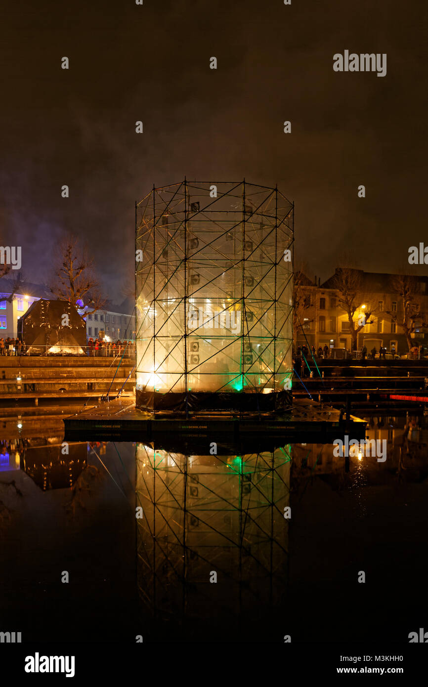 Gand, Belgique. 31 janvier - 3 Février, 2018. Festival de lumière de Gand. (17) Grand Feu tornade, par Ivo Schoofs. Banque D'Images