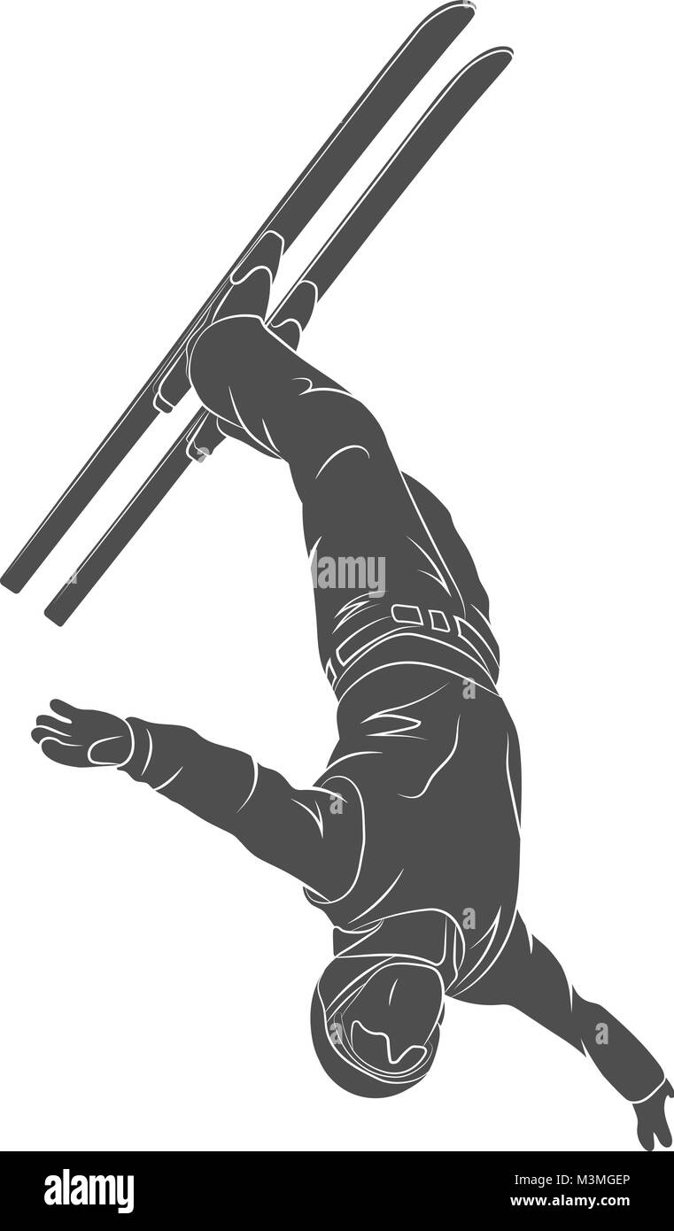 Un skieur saut freestyler Illustration de Vecteur