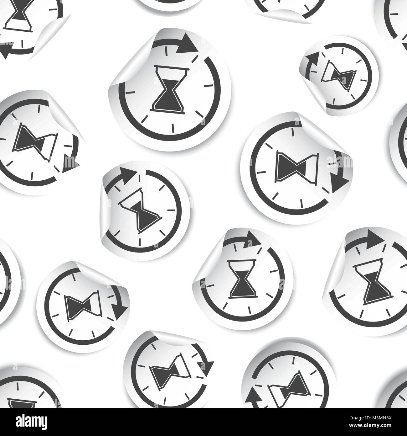 Temps L'icône de sablier autocollant transparent. Business flat vector illustration. Le symbole autocollant Hourglass pattern. Illustration de Vecteur