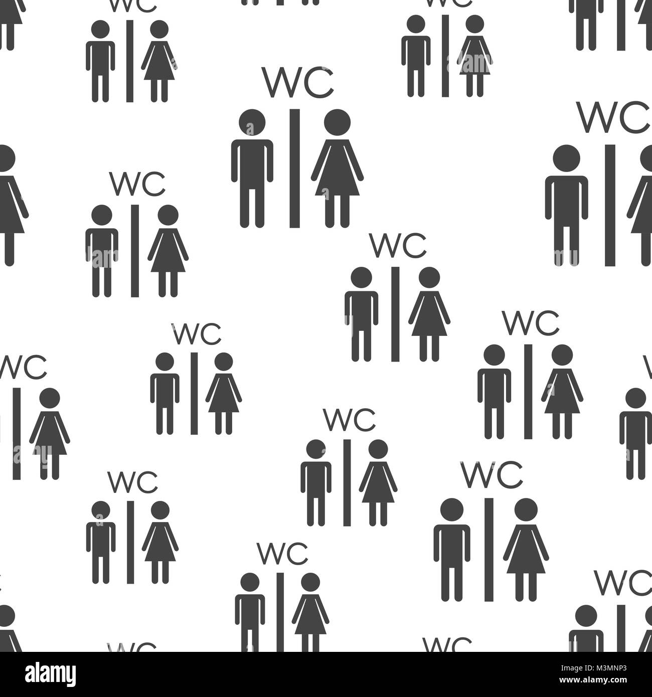 Toilettes, Salle de bain wc de fond transparent. Business flat vector illustration. Les hommes et le symbole femme modèle. Illustration de Vecteur