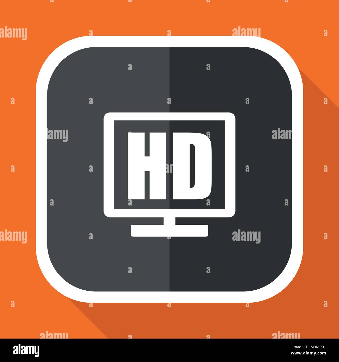 Affichage de l'icône vecteur Hd. Conception internet télévision carré bouton gris sur fond orange. Illustration de Vecteur