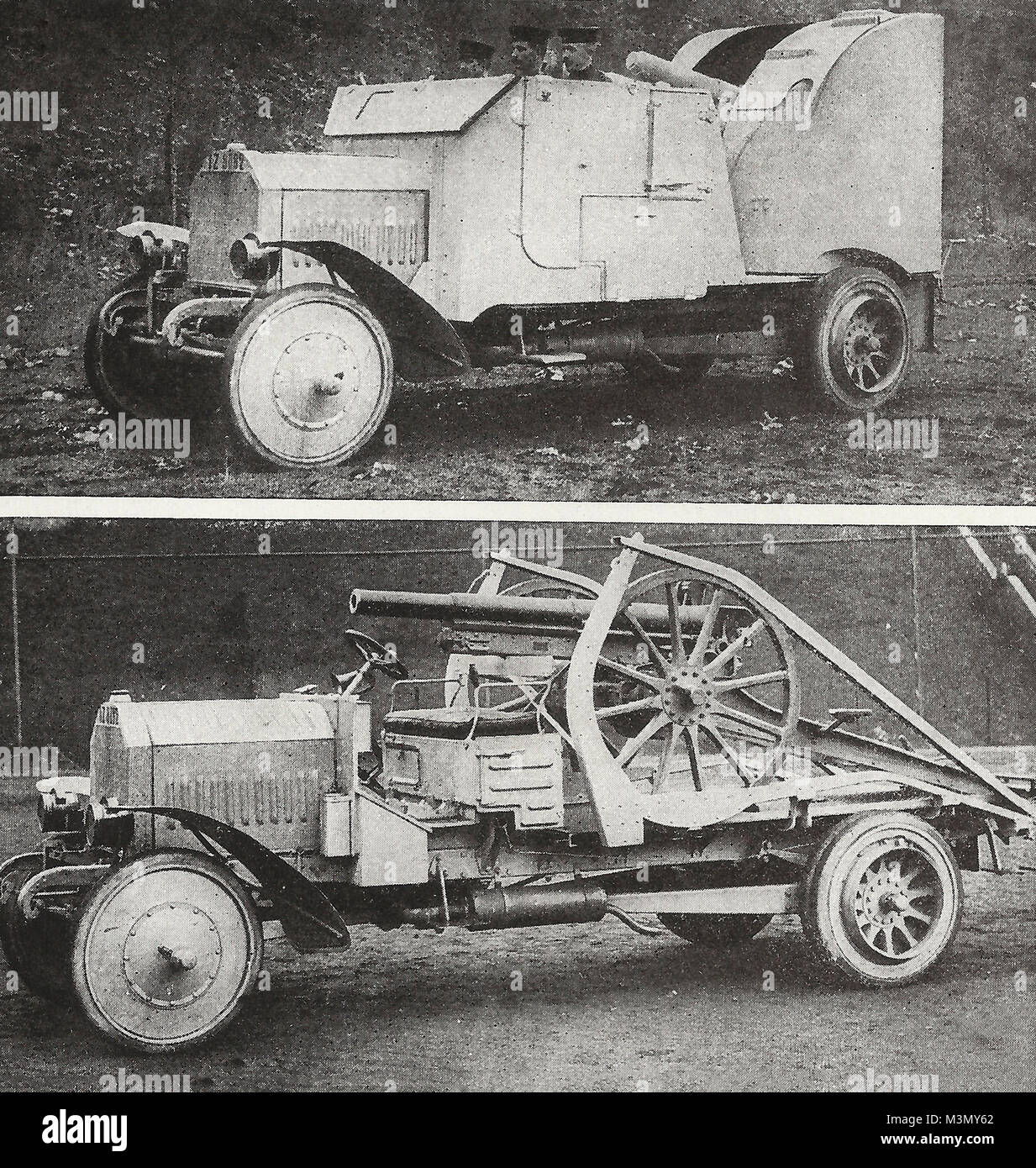 Une voiture blindée allemande qui porte l'artillerie en armure protectrice puis élimine les armures à utiliser l'arme. La Première Guerre mondiale Banque D'Images