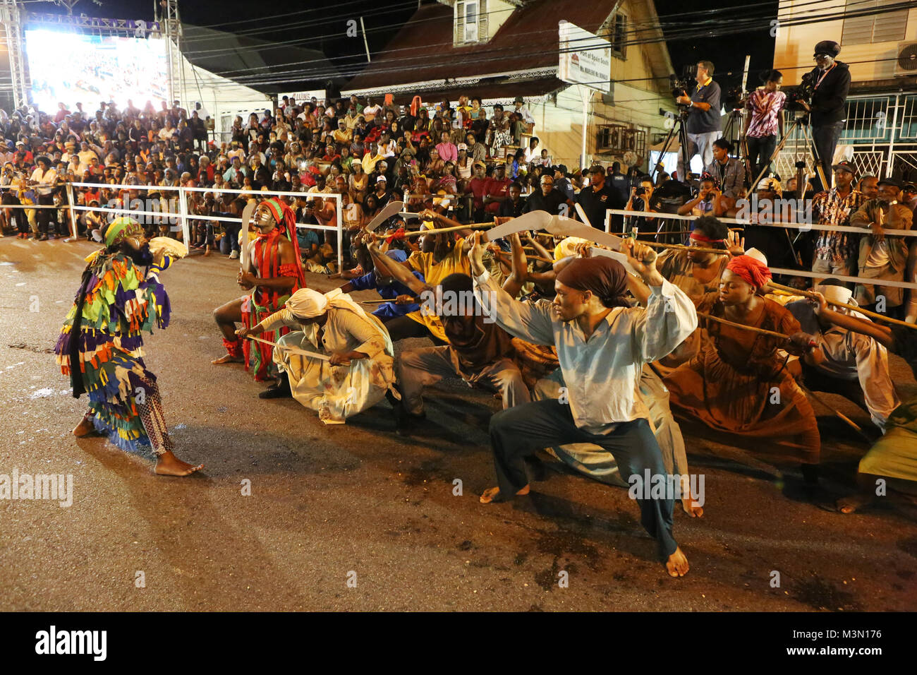 PORT OF SPAIN, TRINIDAD - Dec 09 : Les membres d'un theatre collective coordonnée par le Groupe Idakeda effectue la reconstitution annuelle de la C Banque D'Images