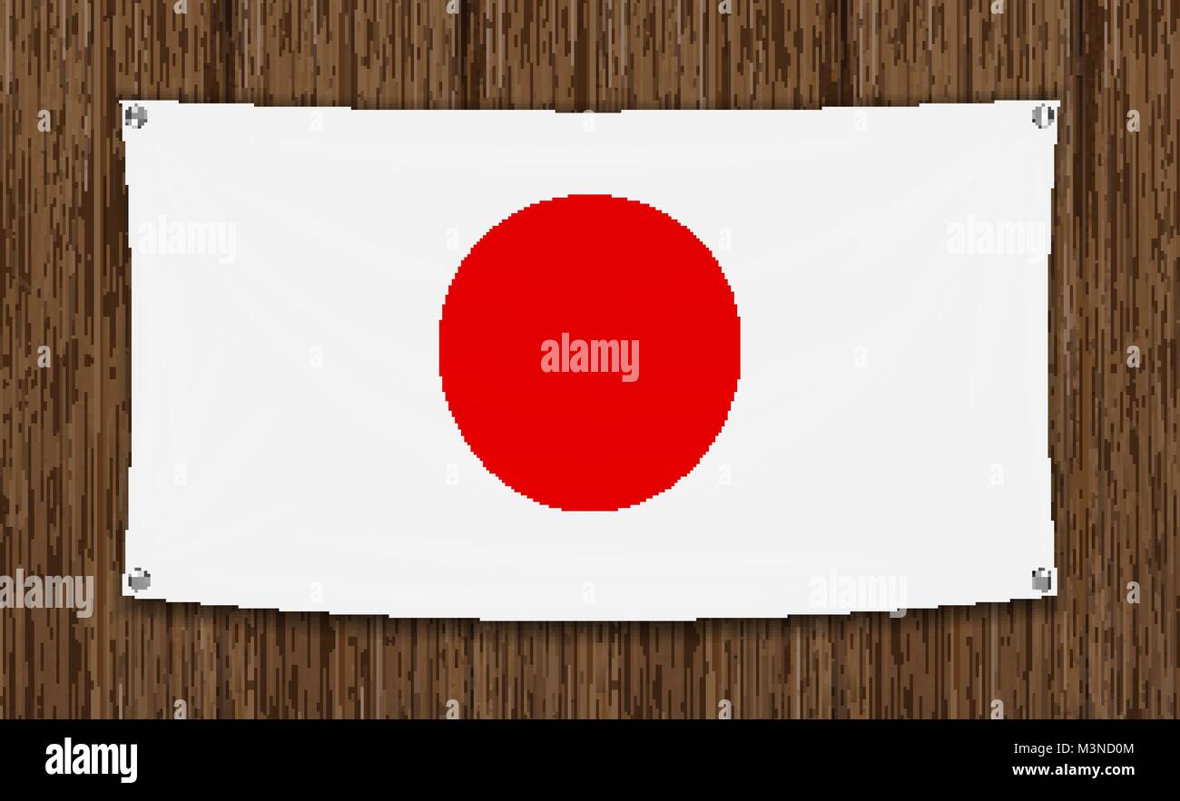 Le Japon drapeau sur un mur en bois sombre. Illustration de Vecteur